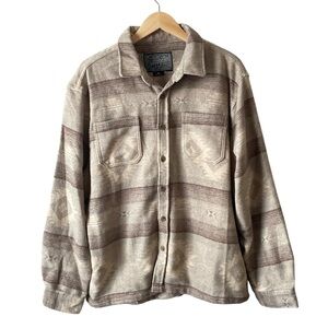 Brooklyn Cloth Men’s Beige Aztec-Patterned Button-Down Flannel Shacket Size XL